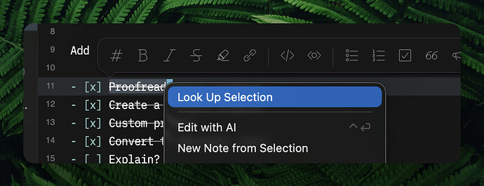 lookup selection
