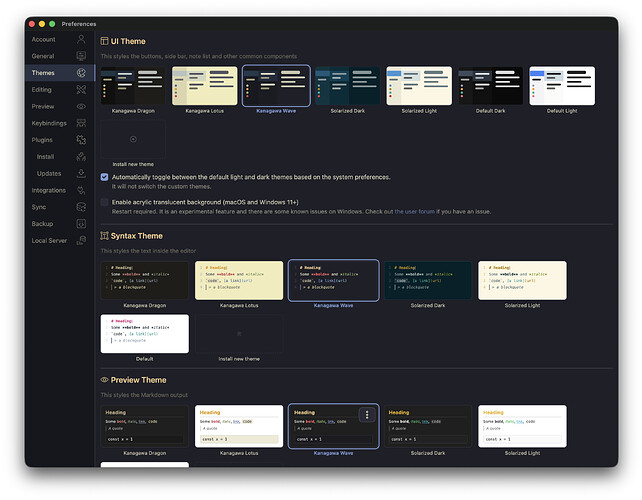 theme previews