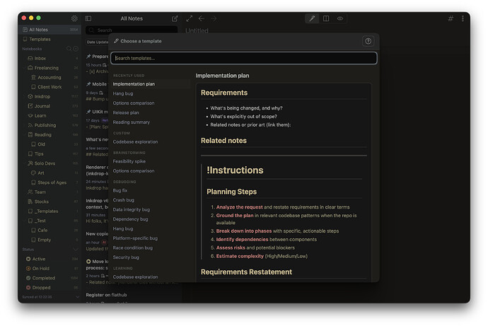 Template picker