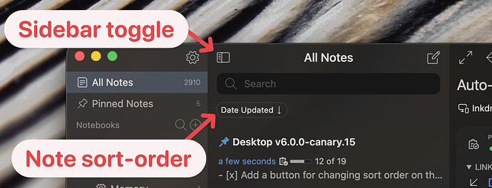 note list bar improvement
