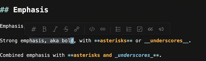 floating toolbar