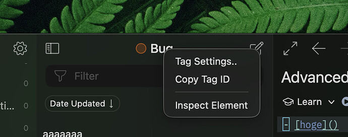 context menu