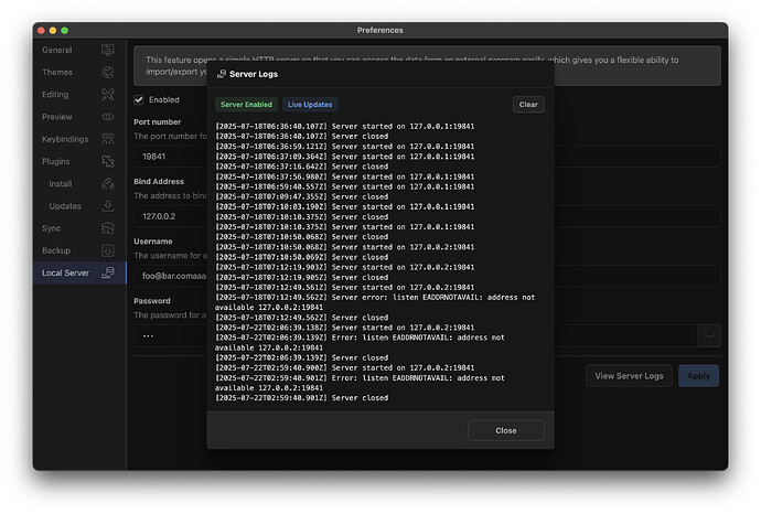 View server logs
