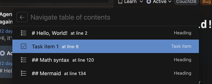 Telescope - TOC - Task items