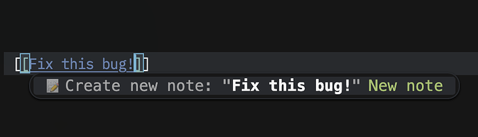 new note from autocomplete