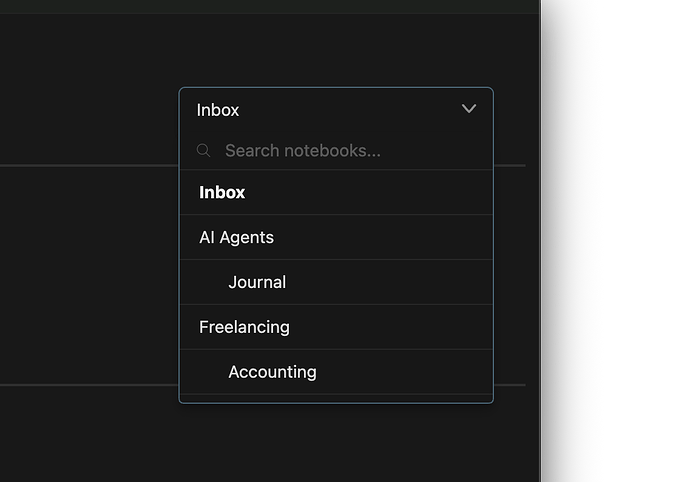 Notebook picker search